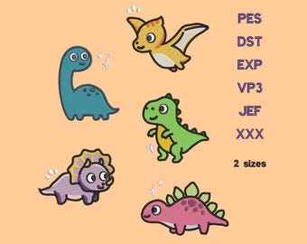 Dinosaur Embroidery Designs – Kids Dino Machine Embroidery Files (pes, jef, dst, exp, vp3, xxx
