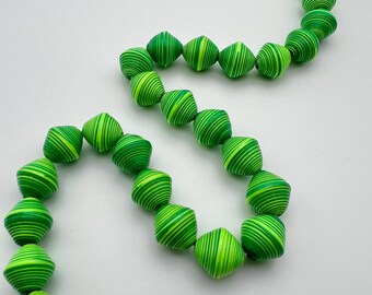 Perline di carta - Verde neon - Gioielli in carta riciclata - Forniture per perline