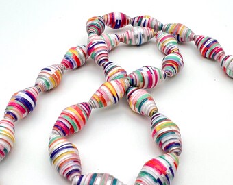 Paper Beads - Handmade Beads for Jewelry - Beading Supplies - Multicolor Summer