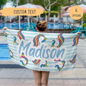 Personalized Unicorn Beach Towel,UnicornTowel,Rainbow Beach Towel,Custom Name Towel,Birthday Gift,Custom Beach Towel,Unicorn Beach Towel