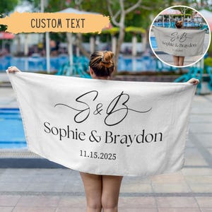 Personalized Newlywed Couple Beach Towel,Custom Just Married Beach Towel,Mr & Mrs Towel,Honeymoon Gift,Newlwed Gift Ideas,Bridal Shower Gift