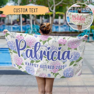 Personalized Retirement Floral Beach Towel,Custom Retirement Gifts For Women Coworker,Nurse Retirement Gifts,Teacher Retirement Gift,Retired