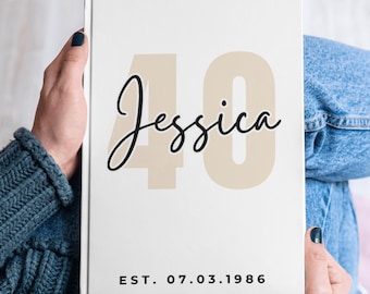 Diario personalizado para el 40 cumpleaños, cuaderno con nombre personalizado, regalo para alguien que cumple 40 años, regalo de cumpleaños número 40, libro de firmas para el cuadragésimo cumpleaños