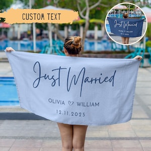 Personalized Newlywed Couple Beach Towel,Custom Just Married Beach Towel,Mr & Mrs Towel,Honeymoon Gift,Newlwed Gift Ideas,Bridal Shower Gift