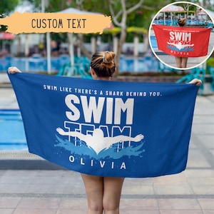 Personalisiertes Schwimmen Strandtuch, benutzerdefiniertes Schwimmteam Pooltücher, Geschenk für Schwimmer, Senior Geschenk, Schwimmlehrer, Sportverein, Schulname, Kinder