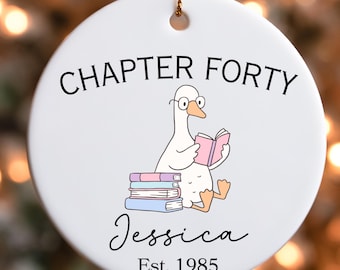 Personalized Chapter 40 Goose Book Ornament,Gifts for Turning 40,Custom Name Keepsake,Fortieth Milestone,40th Birthday Gift Daughter