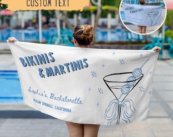 Personalized Bikinis And Martinis Bachelorette Beach Towel,Custom Bikinis And Martinis Social Club Bachelorette Party Gift,Bridesmaids Gift