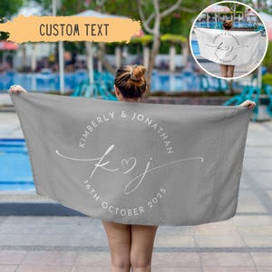 Personalized Newlywed Couple Beach Towel,Custom Just Married Beach Towel,Mr & Mrs Towel,Honeymoon Gift,Newlwed Gift Ideas,Bridal Shower Gift