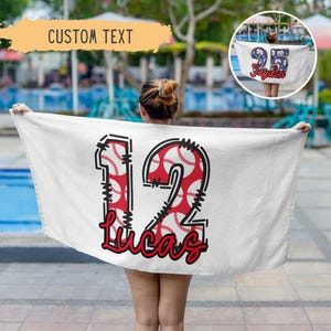 Personalized Baseball Beach Towel For Boys,Baseball Gifts For Boys,Youth Baseball Team Gift,Sports Birthday Present,Custom Pool Towel,Teens