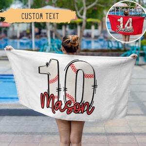Personalized Baseball Beach Towel For Boys,Baseball Gifts For Boys,Youth Baseball Team Gift,Sports Birthday Present,Custom Pool Towel,Teens