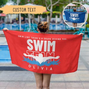 Personalisiertes Schwimmen Strandtuch, benutzerdefiniertes Schwimmteam Pooltücher, Geschenk für Schwimmer, Senior Geschenk, Schwimmlehrer, Sportverein, Schulname, Kinder