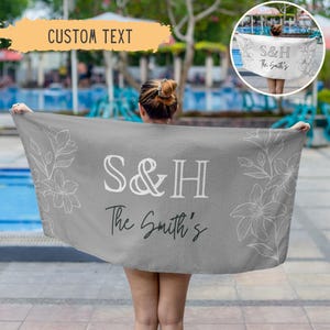 Personalized Newlywed Couple Beach Towel,Custom Just Married Beach Towel,Mr & Mrs Towel,Honeymoon Gift,Newlwed Gift Ideas,Bridal Shower Gift