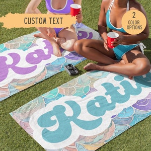 Personalized Mermaid Beach Towel,Custom Beach Towel,Name Pool Towel,Mermaid Tail Beach Blanket,Kids Beach Towel,Vacation Gift,Birthday Gift