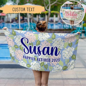 Personalized Retirement Floral Beach Towel,Custom Retirement Gifts For Women Coworker,Nurse Retirement Gifts,Teacher Retirement Gift,Retired