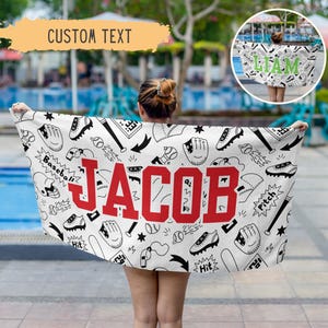 Personalized Baseball Beach Towel For Boys,Baseball Gifts For Boys,Youth Baseball Team Gift,Sports Birthday Present,Custom Pool Towel,Teens