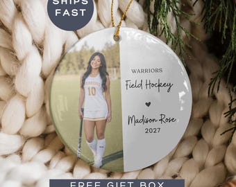 Personalized Field Hockey Ornament with Photo, Custom Field Hockey Player Gift, Senior Field Hockey Ornament, Team Gift, Christmas Keepsake