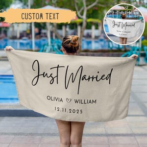Personalized Newlywed Couple Beach Towel,Custom Just Married Beach Towel,Mr & Mrs Towel,Honeymoon Gift,Newlwed Gift Ideas,Bridal Shower Gift