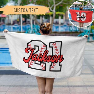 Personalized Baseball Beach Towel For Boys,Baseball Gifts For Boys,Youth Baseball Team Gift,Sports Birthday Present,Custom Pool Towel,Teens