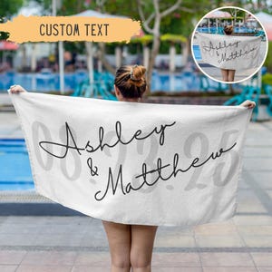 Personalized Newlywed Couple Beach Towel,Custom Just Married Beach Towel,Mr & Mrs Towel,Honeymoon Gift,Newlwed Gift Ideas,Bridal Shower Gift