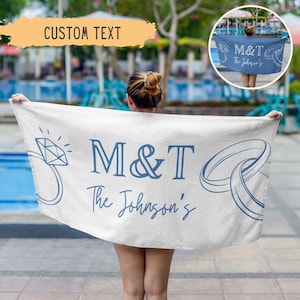 Personalized Newlywed Couple Beach Towel,Custom Just Married Beach Towel,Mr & Mrs Towel,Honeymoon Gift,Newlwed Gift Ideas,Bridal Shower Gift