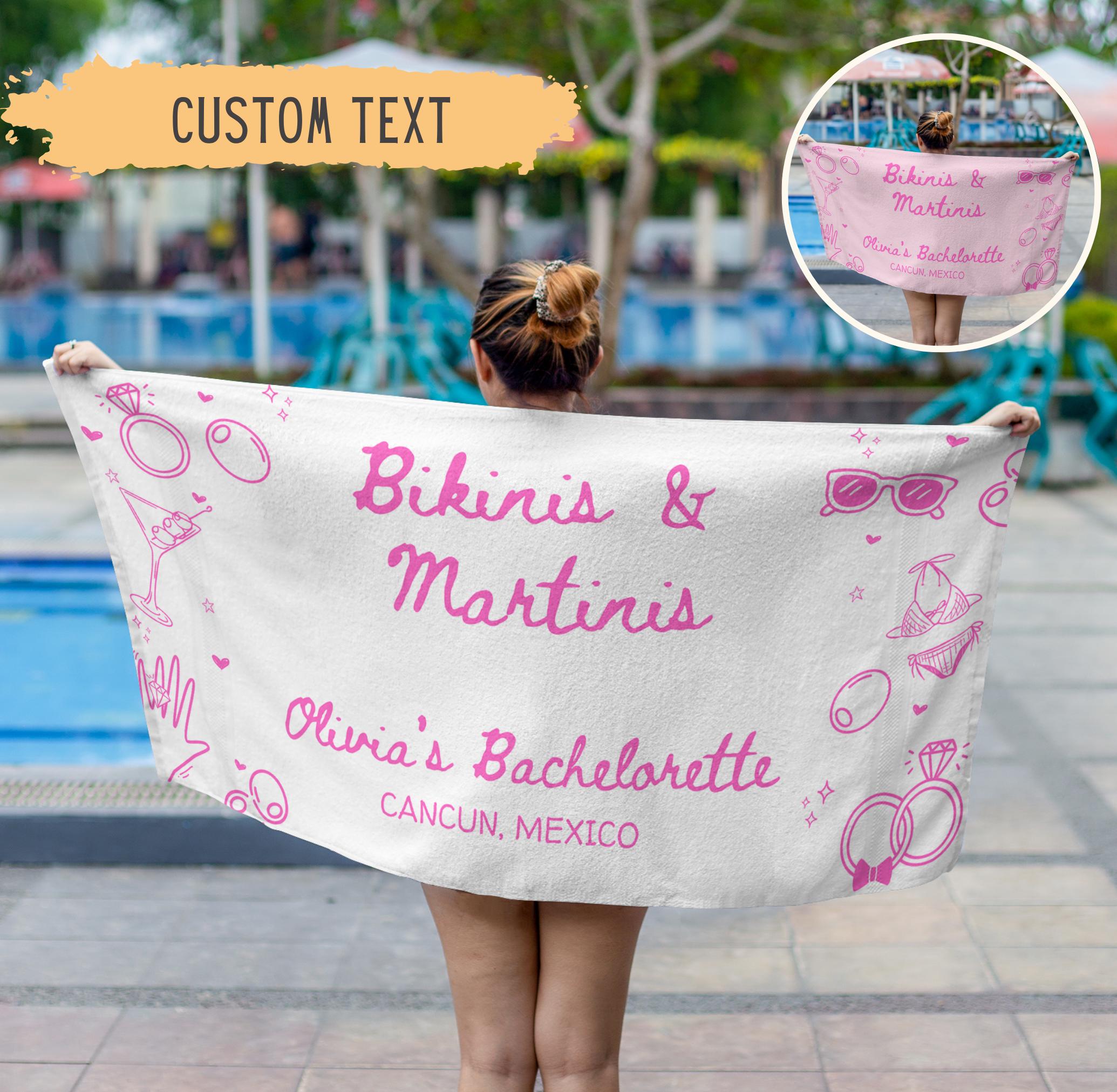 Personalized Bikinis And Martinis Bachelorette Beach Towel,Custom Bikinis And Martinis Social Club Bachelorette Party Gift,Bridesmaids Gift