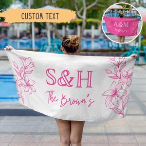 Personalized Newlywed Couple Beach Towel,Custom Just Married Beach Towel,Mr & Mrs Towel,Honeymoon Gift,Newlwed Gift Ideas,Bridal Shower Gift