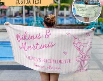 Personalized Bikinis And Martinis Bachelorette Beach Towel,Custom Bikinis And Martinis Social Club Bachelorette Party Gift,Bridesmaids Gift