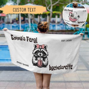 Personalized Bride Beach Towel,Funny Feral Raccoon Bachelorette Party,Custom Name,Future Mrs Pool Towel,Honeymoon Trip,Bridal Shower Gift