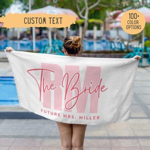 Personalized Bride Beach Towel,Custom Mrs Name Beach Towel,Future Mrs Pool Towel,Beach Blanket,Honeymoon,Bachelorette,Bridal Shower Gift