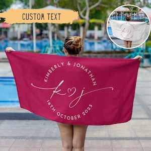 Personalized Newlywed Couple Beach Towel,Custom Just Married Beach Towel,Mr & Mrs Towel,Honeymoon Gift,Newlwed Gift Ideas,Bridal Shower Gift