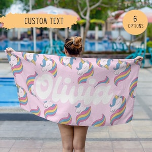 Personalized Unicorn Beach Towel,UnicornTowel,Rainbow Beach Towel,Custom Name Towel,Birthday Gift,Custom Beach Towel,Unicorn Beach Towel