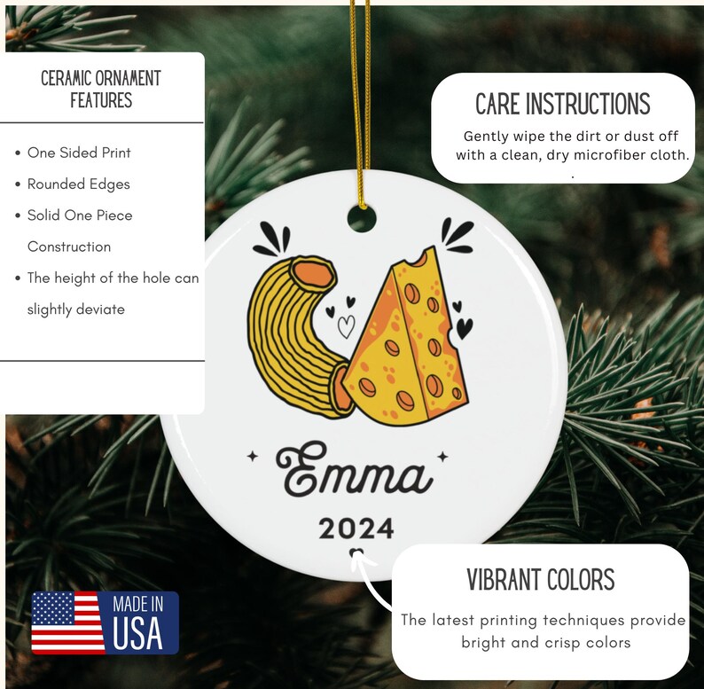 Chezzy Present Personalized Mac & Cheese Ornament,custom Christmas Keepsake,gift for ...