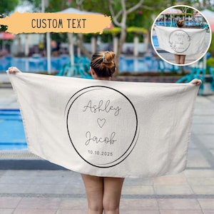 Personalized Newlywed Couple Beach Towel,Custom Just Married Beach Towel,Mr & Mrs Towel,Honeymoon Gift,Newlwed Gift Ideas,Bridal Shower Gift
