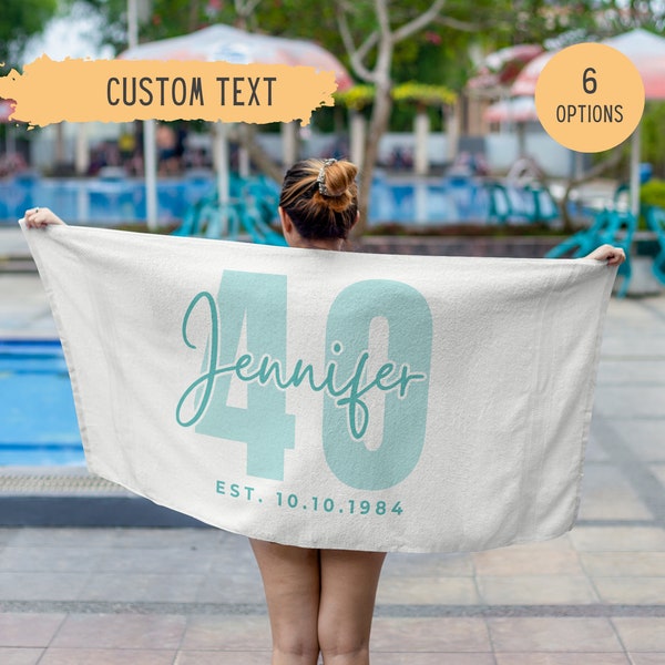 Personalized 40th Birthday Beach Towel,Custom 40th Birthday Gift,40th Birthday Present,40th Birthday Gift For Her,Custom Beach Towel