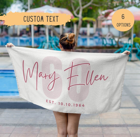 FrameStory Custom Personalized Beach Towel - Super Soft Silk Touch With Your Name, 30" X 60", Diagonal Print