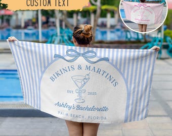 Personalized Bikinis And Martinis Bachelorette Beach Towel,Custom Bikinis And Martinis Social Club Bachelorette Party Gift,Bridesmaids Gift