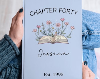 Diario floral personalizado del capítulo 40, el mejor regalo para cumplir 40, cuaderno con nombre personalizado, recuerdo especial del 40 cumpleaños de una hija