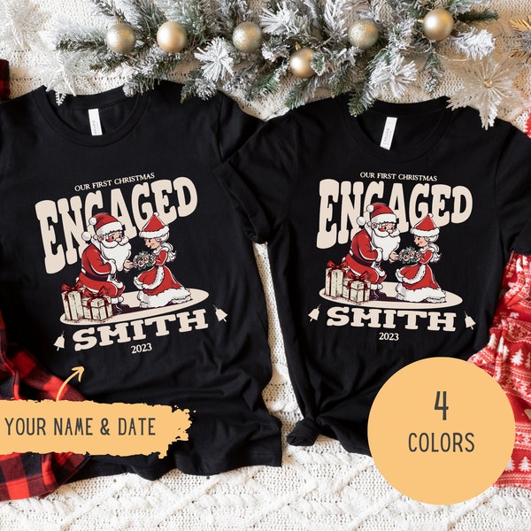 Zukünftige Frau Weihnachten verlobtes Shirt, erstes Weihnachten als Verlobtes T-Shirt, verlobtes Weihnachts-T-Shirt, fröhliches und verlobtes T-Shirt, gerade verlobtes T-Shirt, neu verlobt