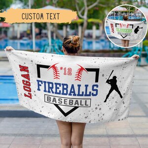 Personalized Baseball Beach Towel For Boys,Baseball Gifts For Boys,Youth Baseball Team Gift,Sports Birthday Present,Custom Pool Towel,Teens