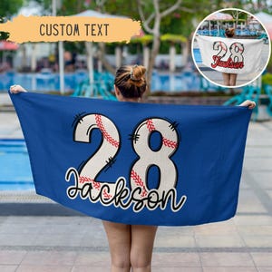 Personalized Baseball Beach Towel For Boys,Baseball Gifts For Boys,Youth Baseball Team Gift,Sports Birthday Present,Custom Pool Towel,Teens