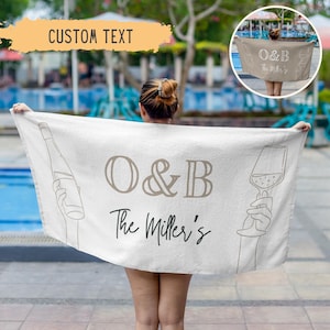 Personalized Newlywed Couple Beach Towel,Custom Just Married Beach Towel,Mr & Mrs Towel,Honeymoon Gift,Newlwed Gift Ideas,Bridal Shower Gift