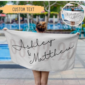 Personalized Newlywed Couple Beach Towel,Custom Just Married Beach Towel,Mr & Mrs Towel,Honeymoon Gift,Newlwed Gift Ideas,Bridal Shower Gift