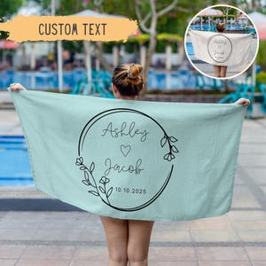 Personalized Newlywed Couple Beach Towel,Custom Just Married Beach Towel,Mr & Mrs Towel,Honeymoon Gift,Newlwed Gift Ideas,Bridal Shower Gift