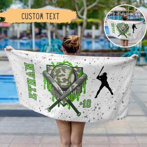 Personalized Baseball Drip Beach Towel For Boys,Baseball Gifts For Boys,Youth Baseball Team Gift,Sports Birthday Present,Custom Pool Towel