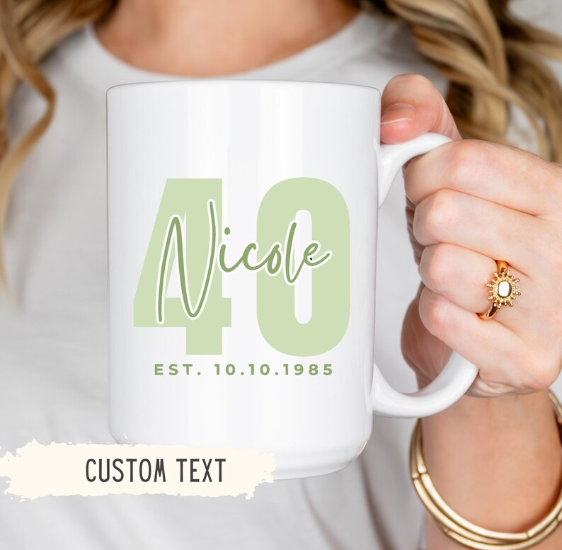 Personalized 40th Birthday Mug,milestone Gift,custom Name & Date