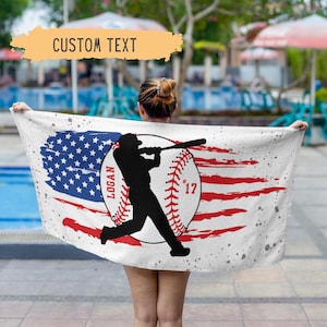 Personalized Baseball Beach Towel For Boys,Baseball Gifts For Boys,Youth Baseball Team Gift,Sports Birthday Present,Custom Pool Towel,Teens