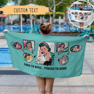 Personalized Beach Towel,Custom Book Lover Gift For Women,Book Club Gift,Bookish Gifts For Book Lover,Librarian Gift,Reader,Birthday Present