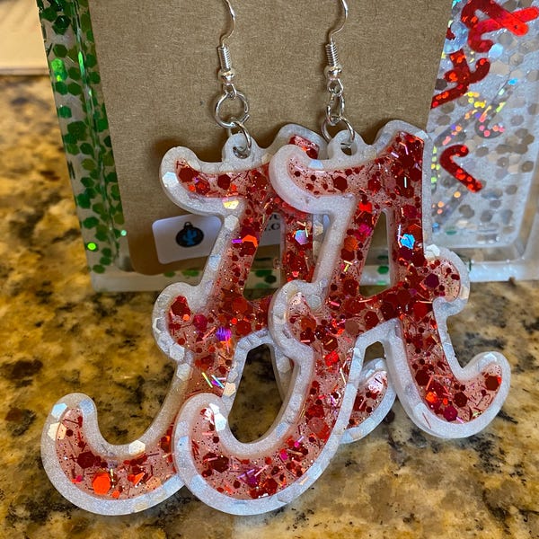 Alabama “A” sparkle earrings