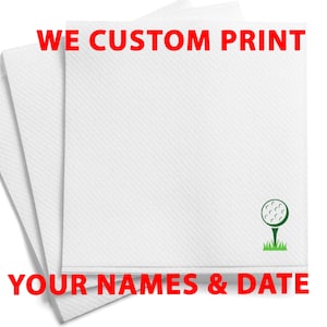 Servilletas con temática de golf: servilletas de cóctel personalizadas con nombre y fecha: decoración de fiesta personalizada para amantes del golf