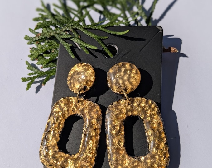 Handmade Polymer Clay Earrings with Gold Leaf – Lightweight Statement Jewelry